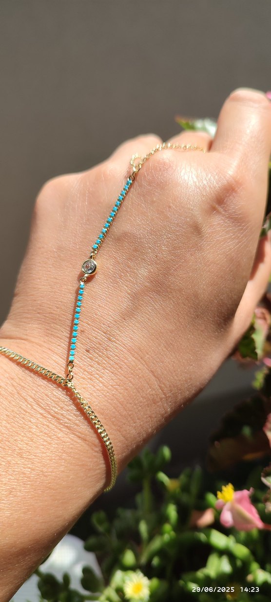 Turkuaz Zincir Detaylı Kadın El Zinciri - Görsel 5