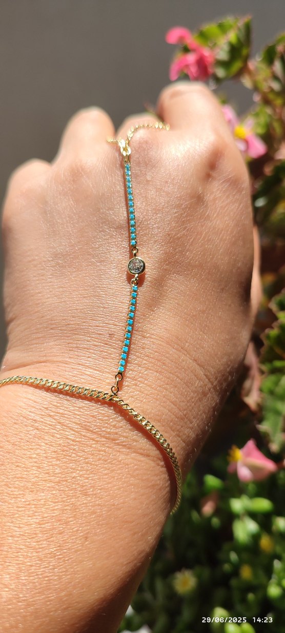 Turkuaz Zincir Detaylı Kadın El Zinciri - Görsel 3