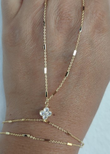 Altın Renkli Zincir Detaylı Kadın El Zinciri - Görsel 5