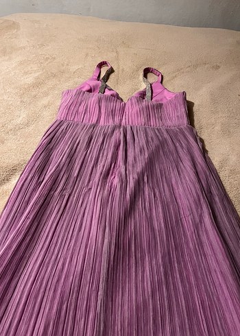 Piliseli Uzun Mor Abiye Elbise - Görsel 9