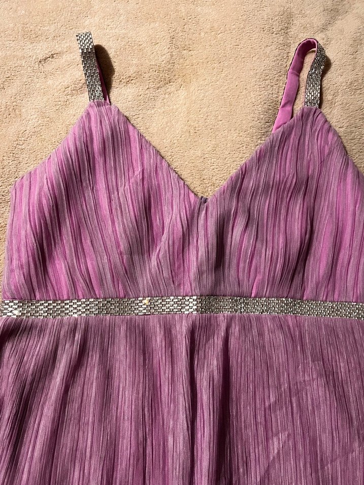 Piliseli Uzun Mor Abiye Elbise - Görsel 3