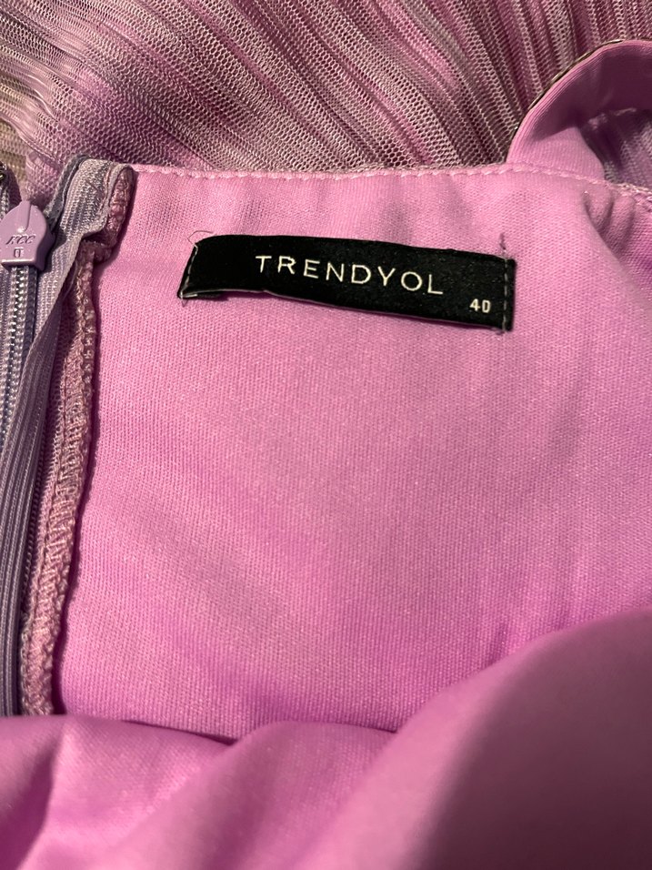 Piliseli Uzun Mor Abiye Elbise - Görsel 4