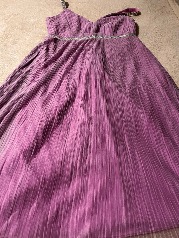 Piliseli Uzun Mor Abiye Elbise - Görsel 2