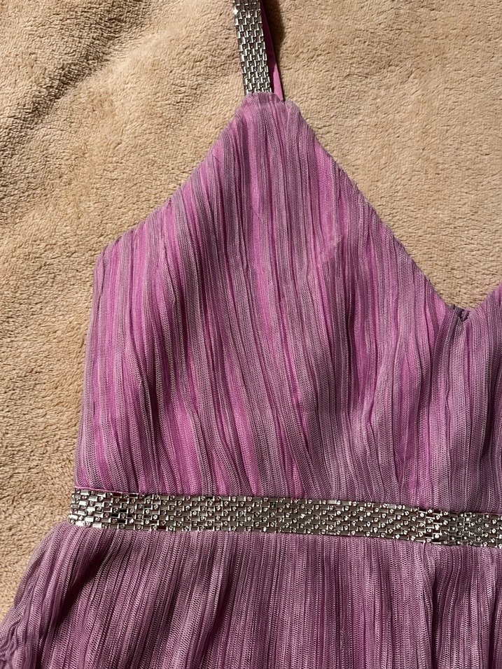 Piliseli Uzun Mor Abiye Elbise - Görsel 5