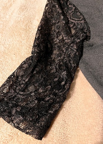 Dantel Detaylı Gri  Elbise - Görsel 7