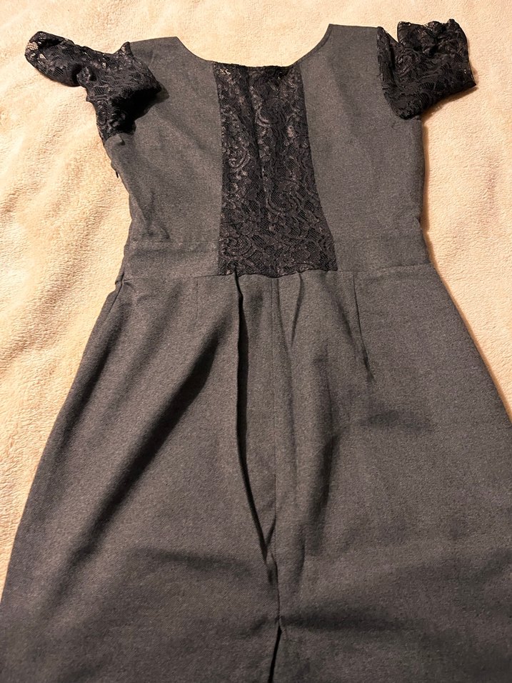 Dantel Detaylı Gri  Elbise - Görsel 5