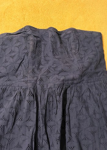 Lacivert Volanlı straplez elbise - Görsel 3