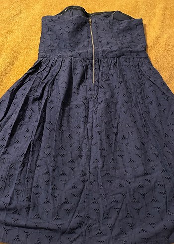 Lacivert Volanlı straplez elbise - Görsel 5