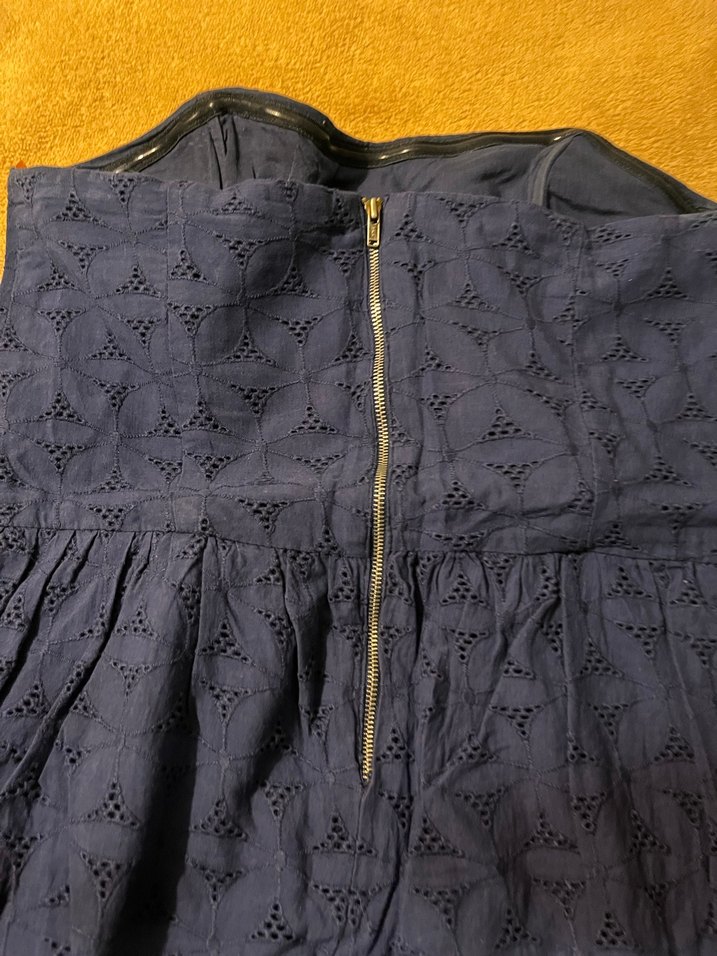 Lacivert Volanlı straplez elbise - Görsel 4