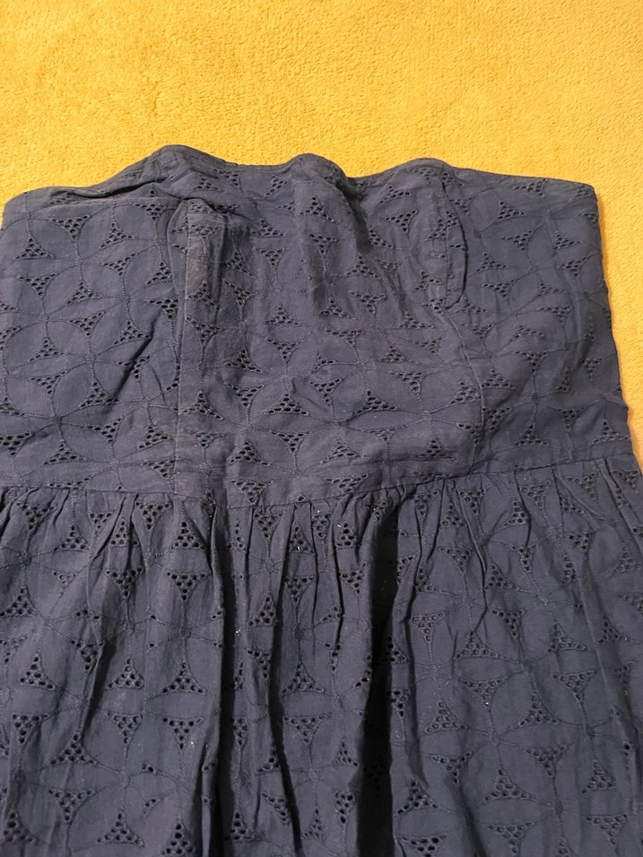 Lacivert Volanlı straplez elbise - Görsel 3