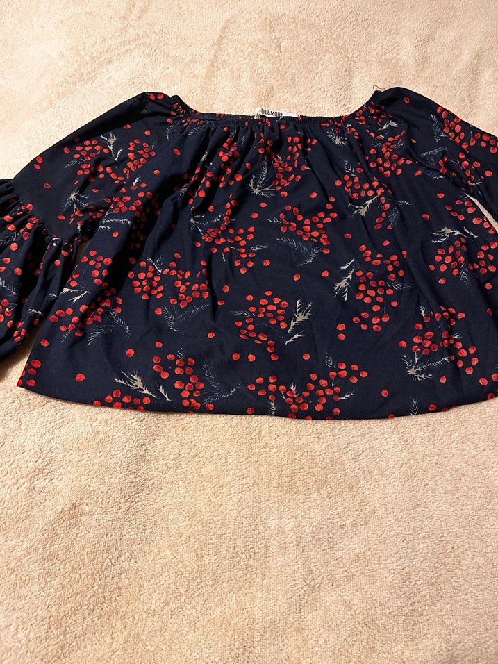 Çiçek  Desenli Kayık Yaka Kadın Bluz - Görsel 5