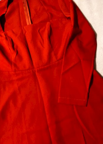 V Yakalı Midi Drapeli Elbise - Görsel 5