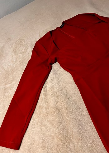 V Yakalı Midi Drapeli Elbise - Görsel 4