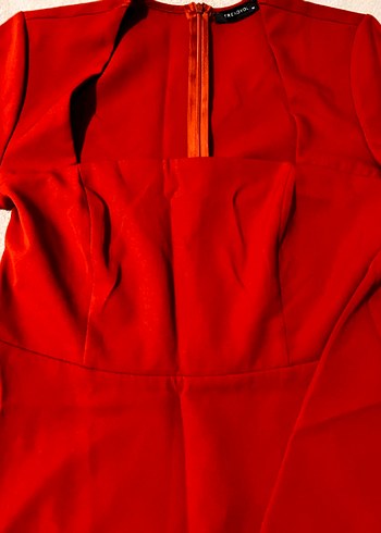 V Yakalı Midi Drapeli Elbise - Görsel 6