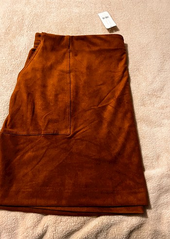 Kahverengi Süet Midi Mini Etek - Görsel 4