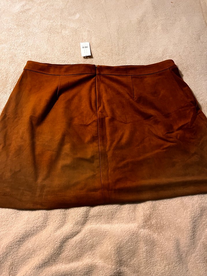 Kahverengi Süet Midi Mini Etek - Görsel 5