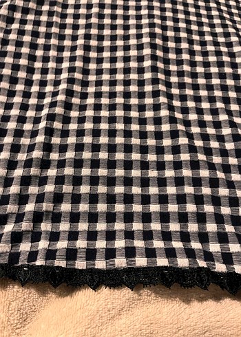 Siyah-Beyaz Kareli kısa Kolsuz Elbise - Görsel 2