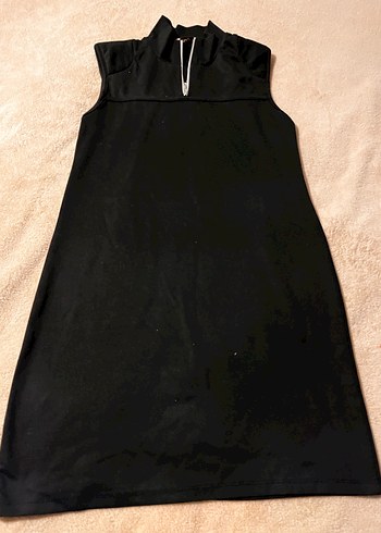 Siyah V Yaka Drapeli Elbise - Görsel 2