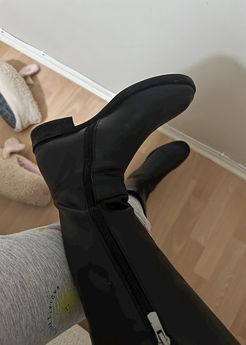 39 Beden siyah Renk Siyah Deri İnce Topuklu Dizüstü Bot