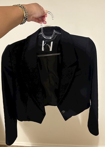 Zara Deri Siyah Yilan Desenli Mini Kadin Blazer