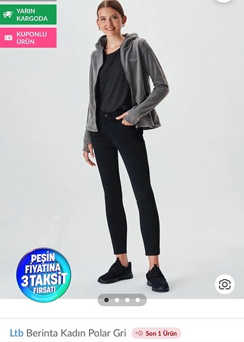 Fermuarlı Gri Kadın Polar Sweatshirt - Görsel 5