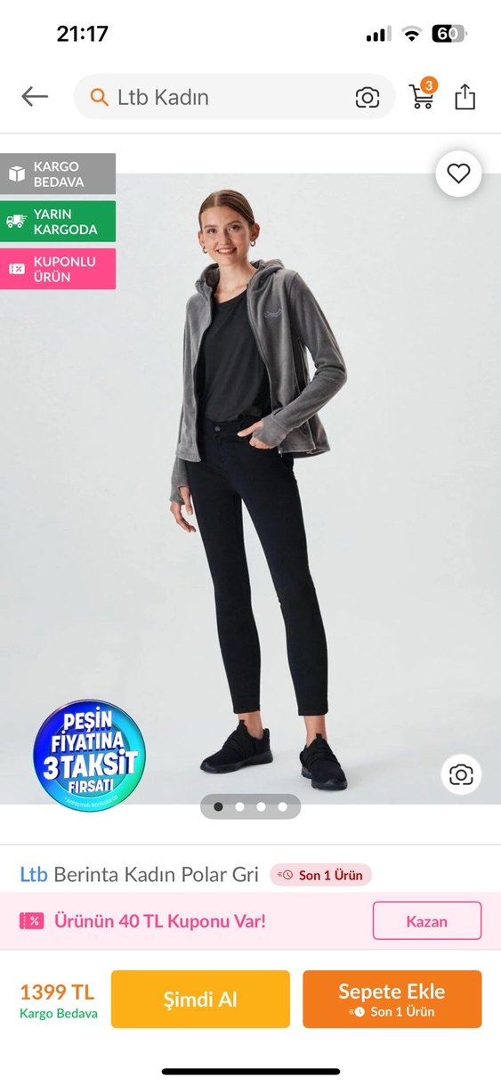 Fermuarlı Gri Kadın Polar Sweatshirt - Görsel 5