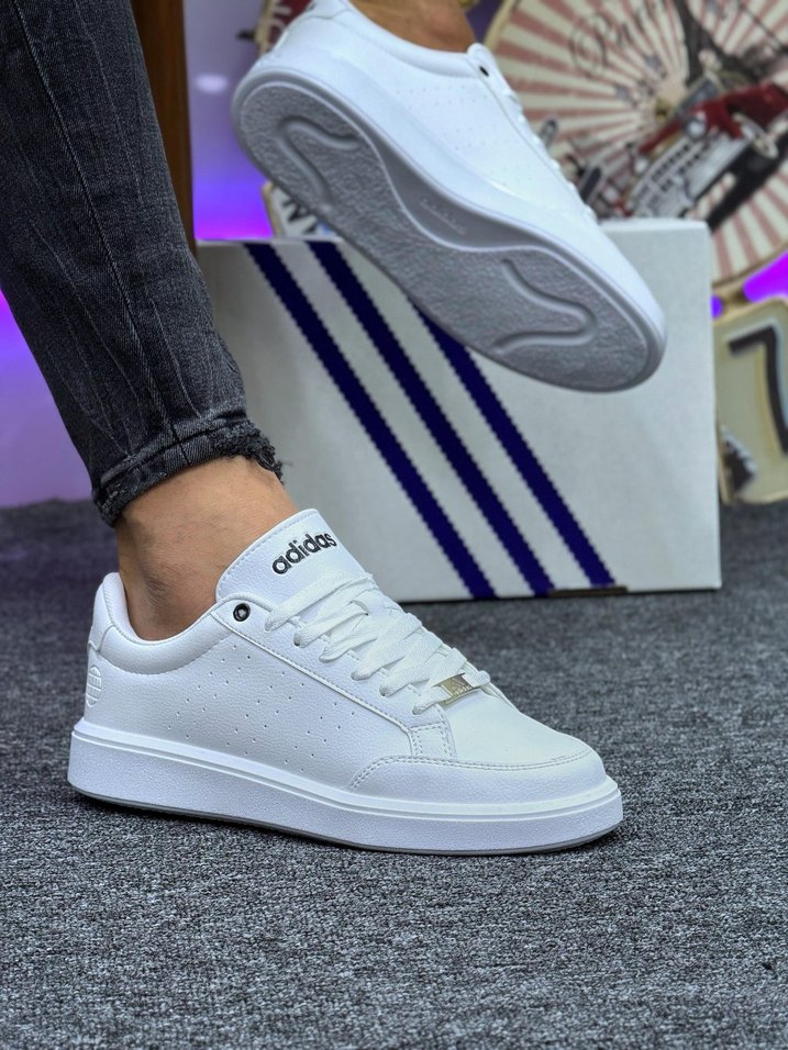 Beyaz Adidas Bağcıklı Blok Topuklu Kadın Spor Ayakkabı - Görsel 3