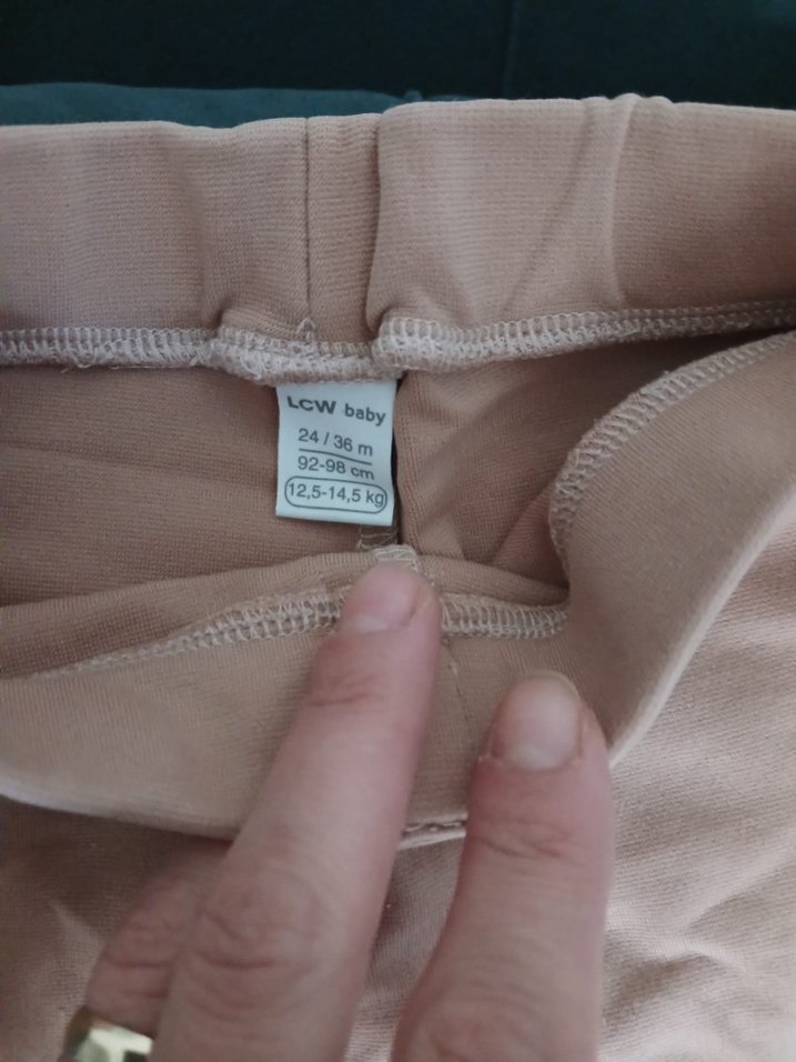 Kız Çocuk Bej ve Pembe Büzgülü Tayt - Görsel 2