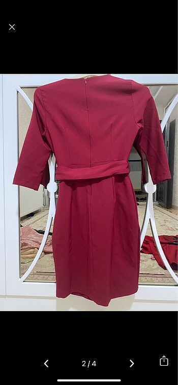 s Beden bordo Renk Bordo kısa ges kol elbise