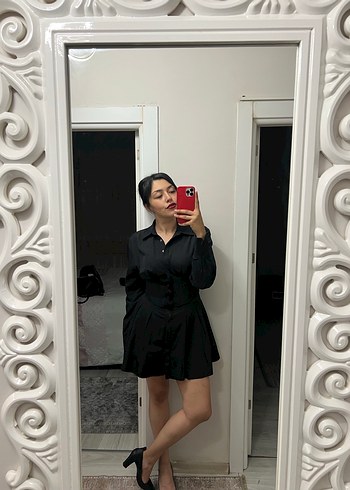 Korseli beli dekolteli siyah elbise - Görsel 2