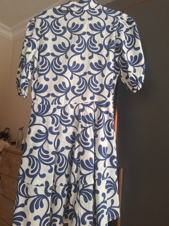 Mathilda Lacivert-Beyaz Desenli Yazlık Elbise - S Beden - Görsel 2