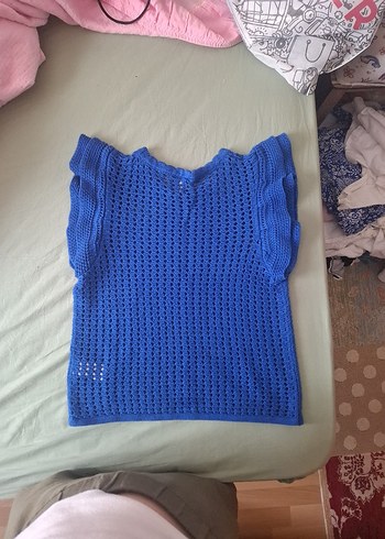 GAP Mavi Örgü Yazlık Bluz (S Beden)