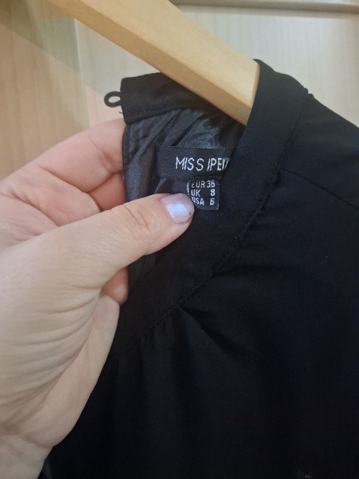 Miss Ipekyol Siyah Fırfırlı Şık Elbise  36 Beden - Görsel 3