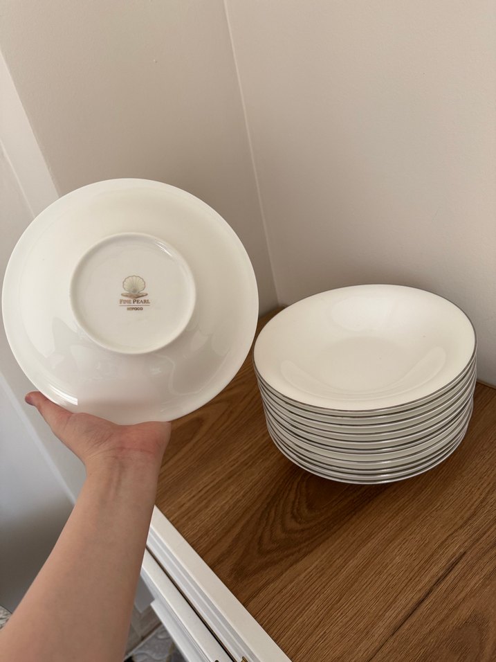 Beyaz Gri Kenarlı Yemek Tabakları Seti - Görsel 2