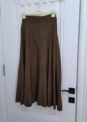 Kadın Bej Uzun Süet Etek - Görsel 2