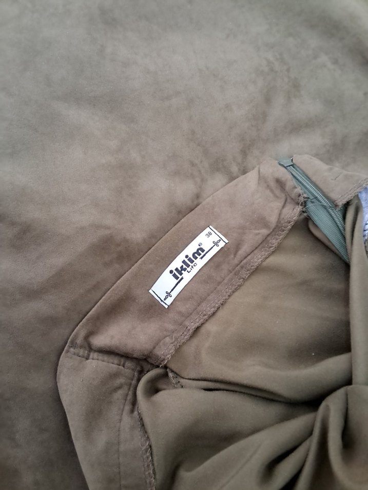 Kadın Bej Uzun Süet Etek - Görsel 3