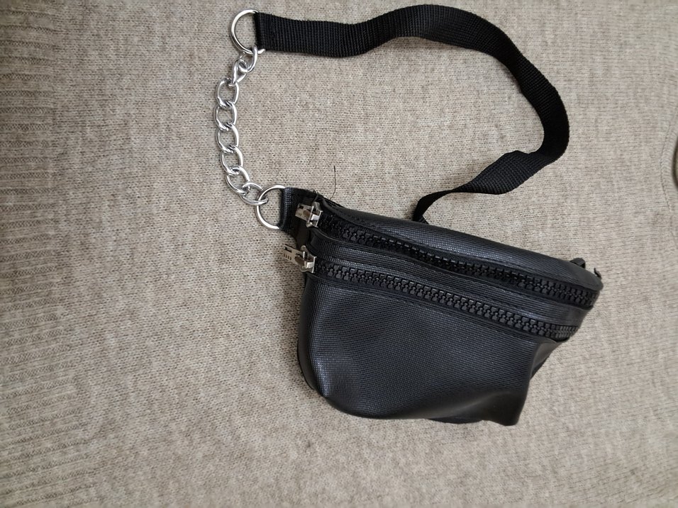 Siyah Deri Kadın Bel Çantası - Görsel 2