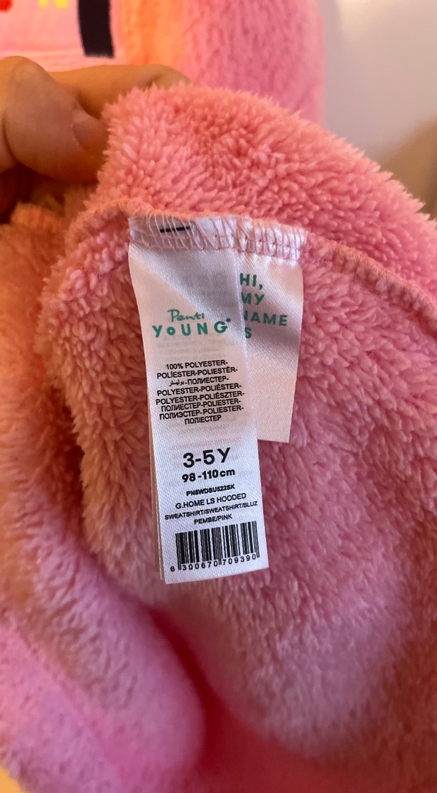 Kapüşonlu Pembe Kız Çocuk Bornoz - Görsel 4