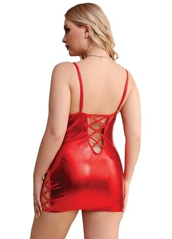 Kadın Fantezi Deri Kostüm Harness Erotik Kıyafet D21015 Kırmızı 