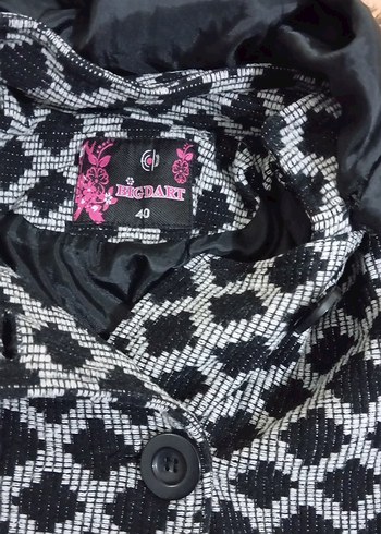 Kapüşonlu Uzun Gri Desenli Kadın Ceket - Görsel 4