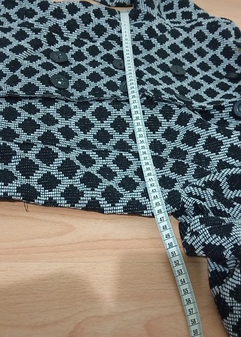 Kapüşonlu Uzun Gri Desenli Kadın Ceket - Görsel 7