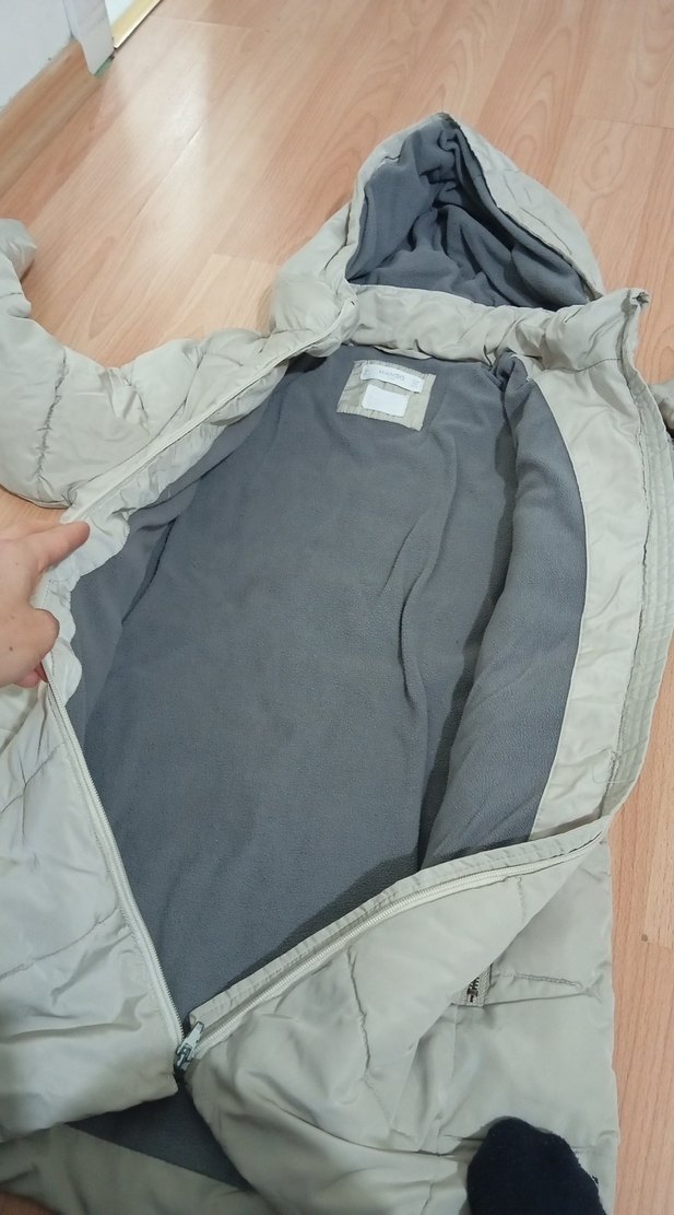 Bej Kapüşonlu çocuk Kışlık Mont - Görsel 5