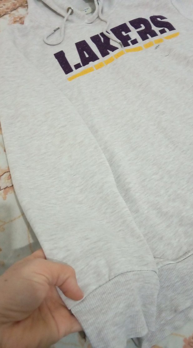 Gri LAKERS Kapüşonlu Sweatshirt - Görsel 4