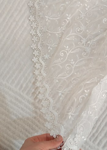 İşlemeli Krem Tül Perde - Görsel 4