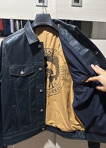 s/m Beden lacivert Renk Gerçek Deri Vintage Erkek Ceket