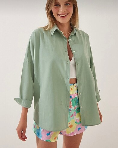 Diğer çağla yeşili oversize gömlek
