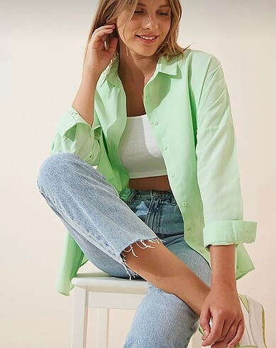 Diğer açık yeşil oversize gömlek