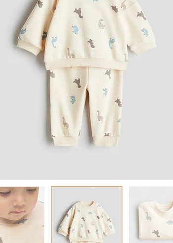 H&M Bej Erkek Bebek Sweatshirt ve Pantolon Takımı