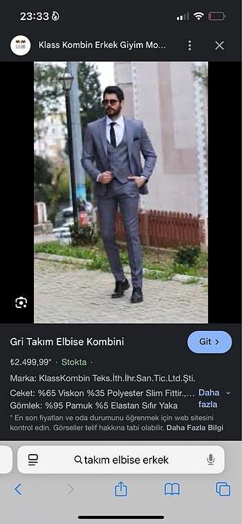 erkek takım elbise
