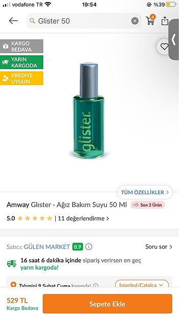universal Beden beyaz Renk Amway Glister Konsantre Ağız Bakım Suyu Ferah Nefes Nane